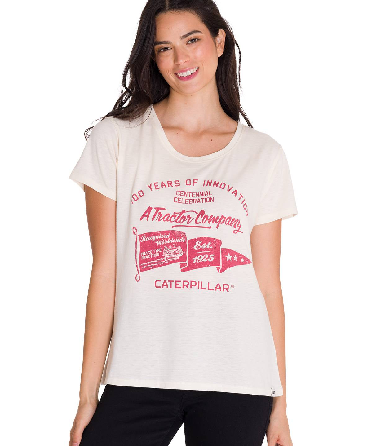 Polera Manga Corta Casual Mujer CREW CENTENNIAL GRAPHIC TEE Blanca Cat