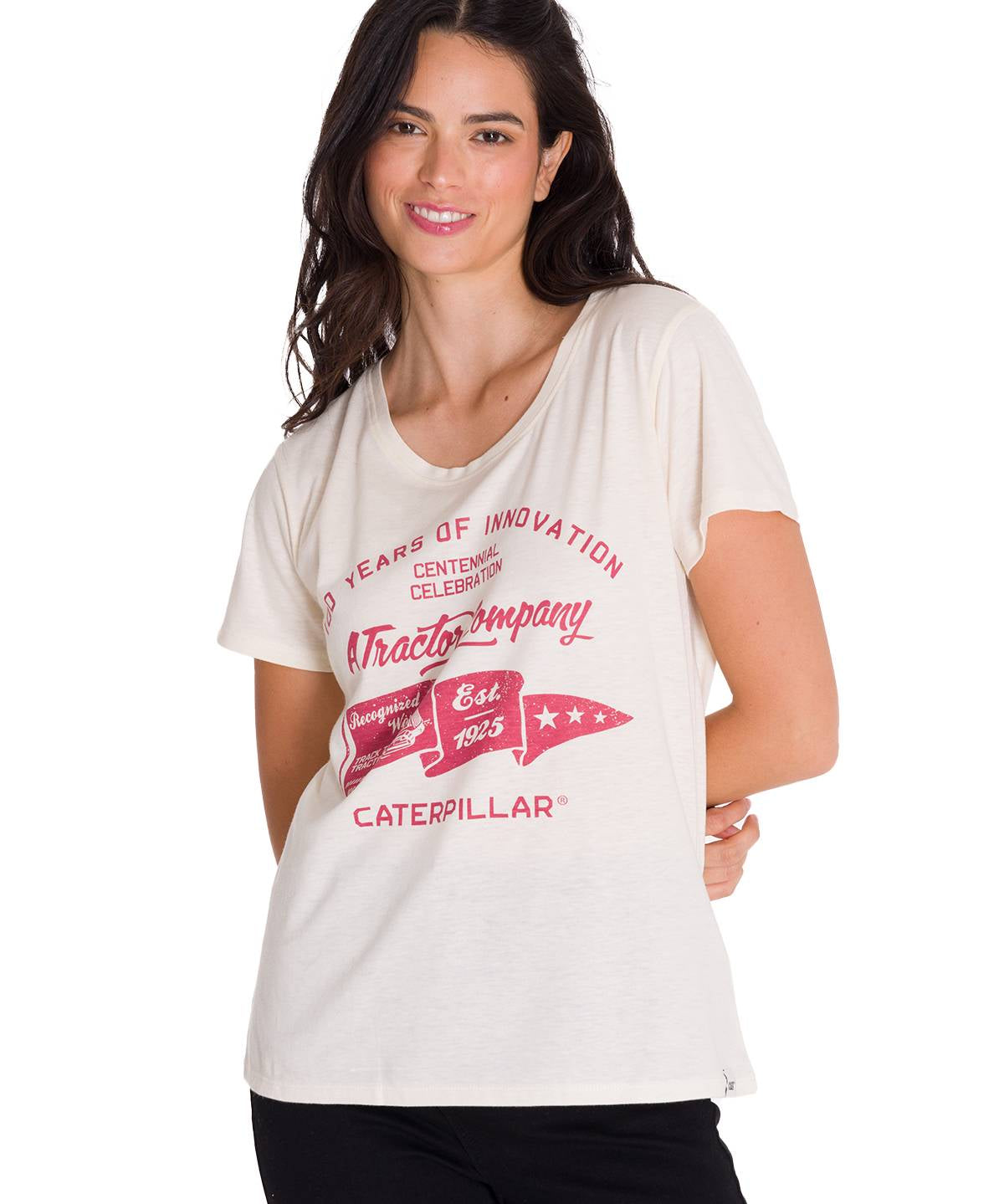 Polera Manga Corta Casual Mujer CREW CENTENNIAL GRAPHIC TEE Blanca Cat