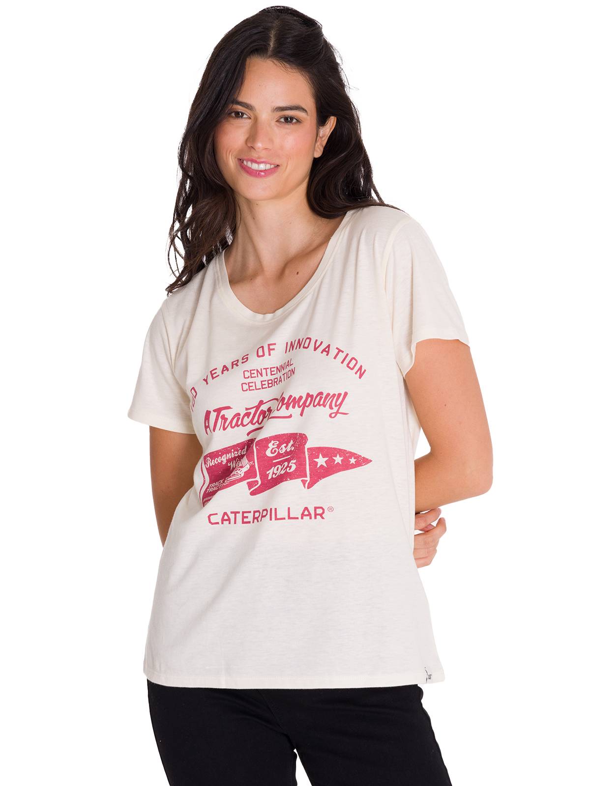 Polera Manga Corta Casual Mujer CREW CENTENNIAL GRAPHIC TEE Blanca Cat