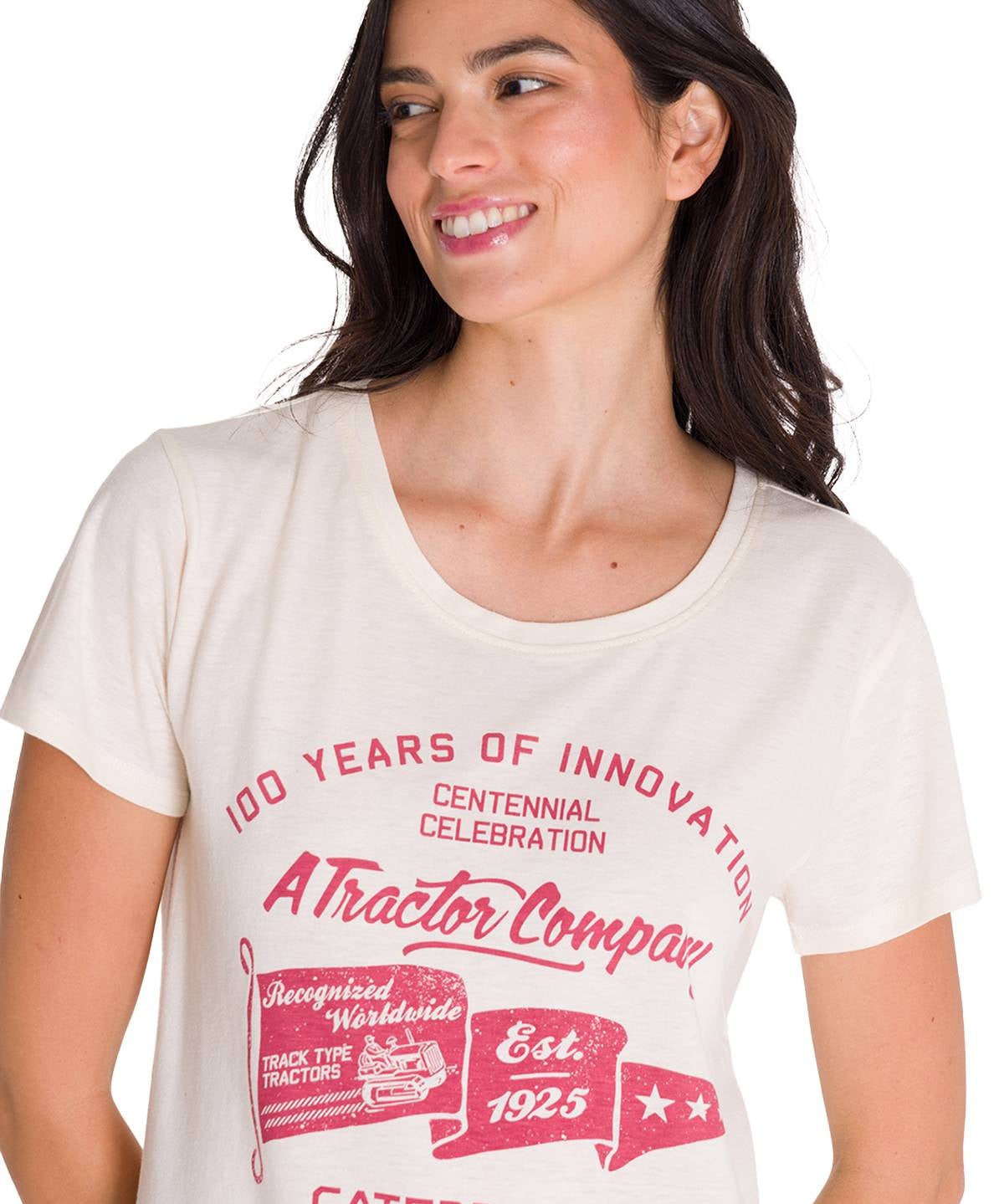 Polera Manga Corta Casual Mujer CREW CENTENNIAL GRAPHIC TEE Blanca Cat