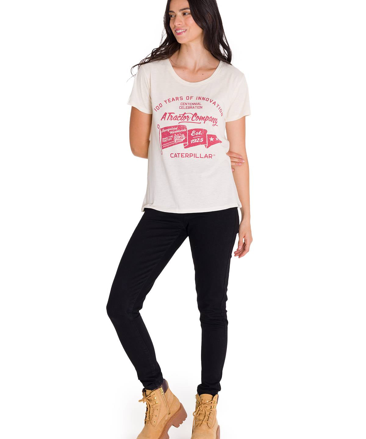Polera Manga Corta Casual Mujer CREW CENTENNIAL GRAPHIC TEE Blanca Cat