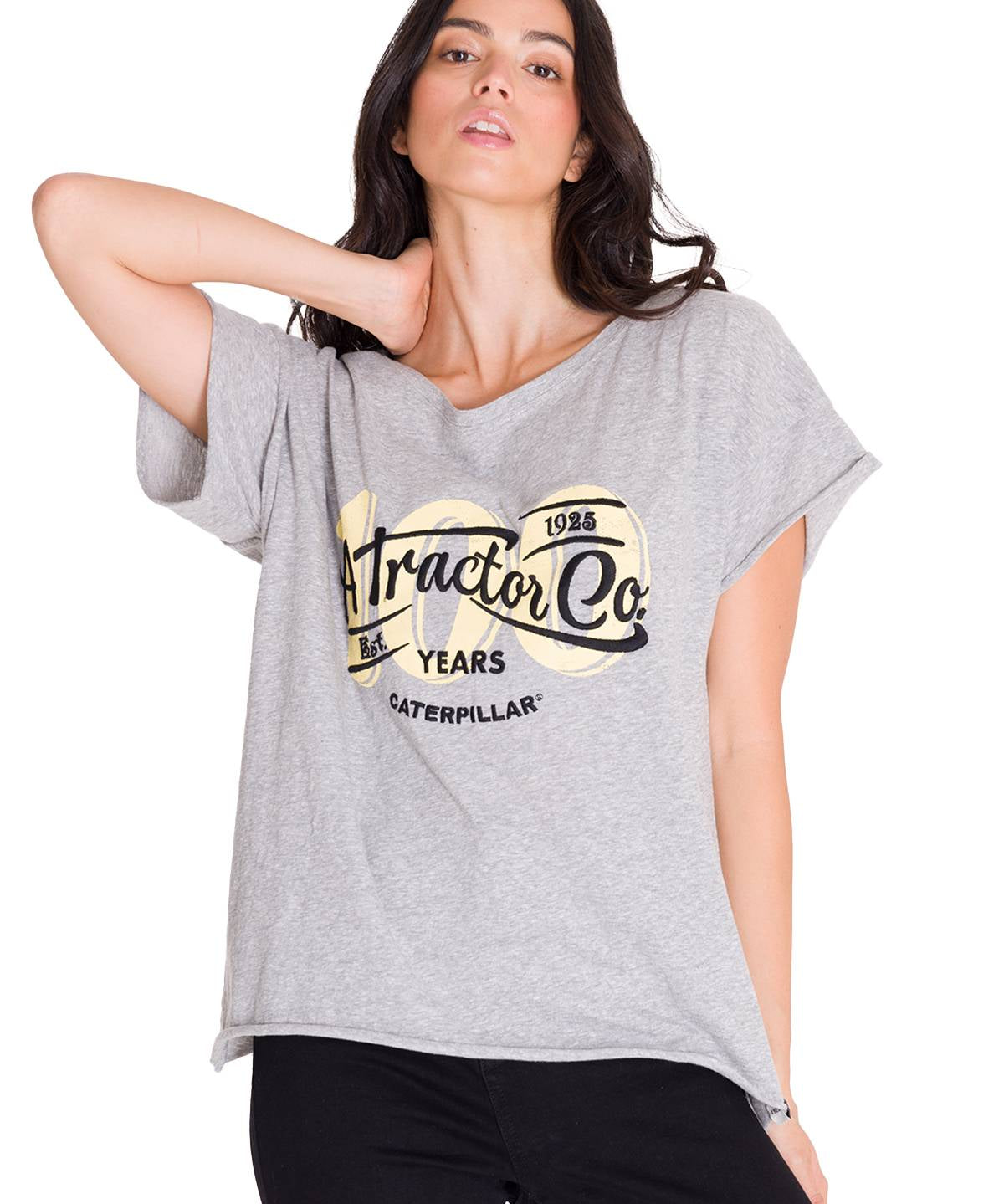 Polera Manga Corta Casual Mujer RELAXED CENTENNIAL GRAPHIC TEE Gris Cat