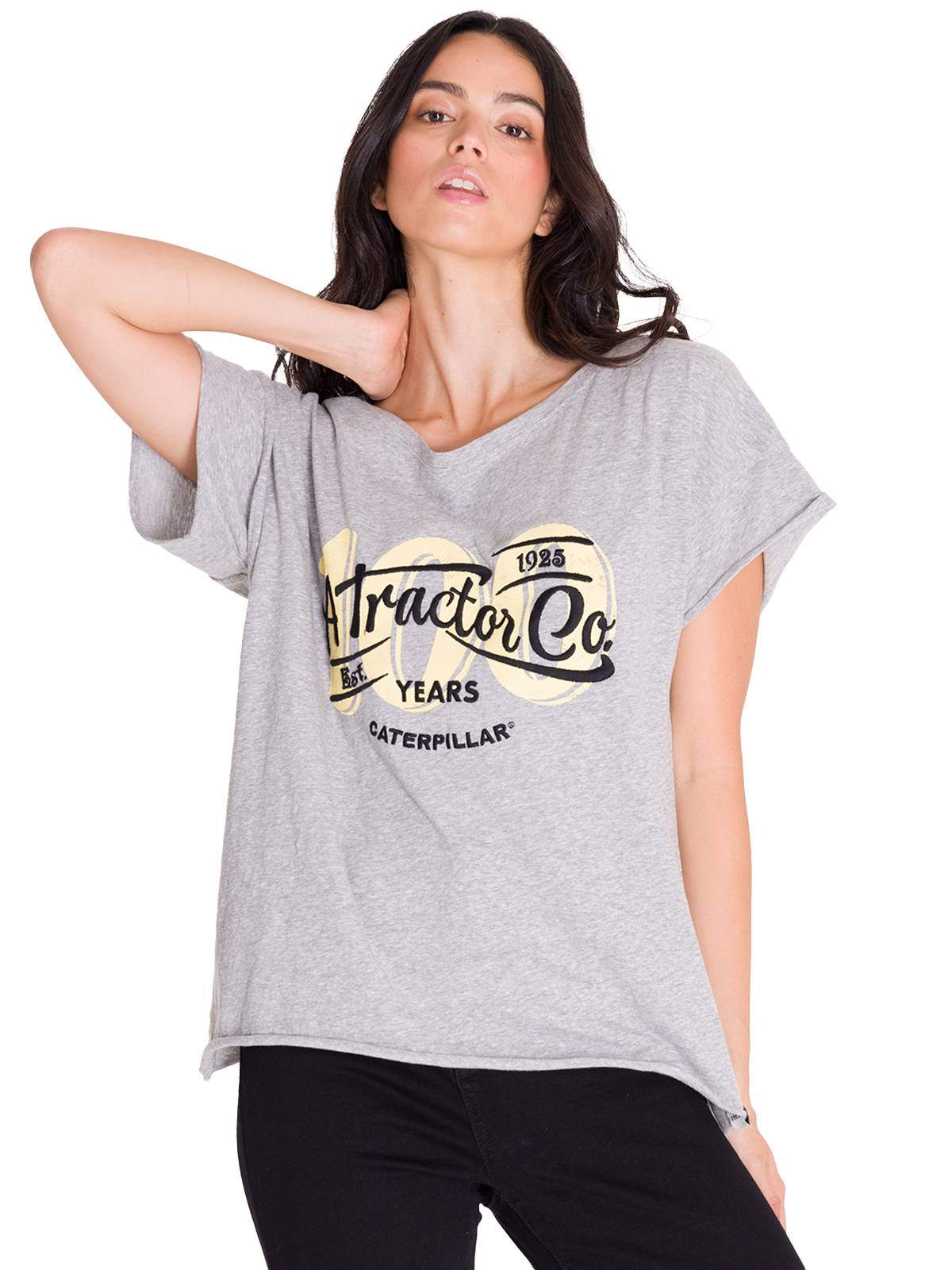 Polera Manga Corta Casual Mujer RELAXED CENTENNIAL GRAPHIC TEE Gris Cat