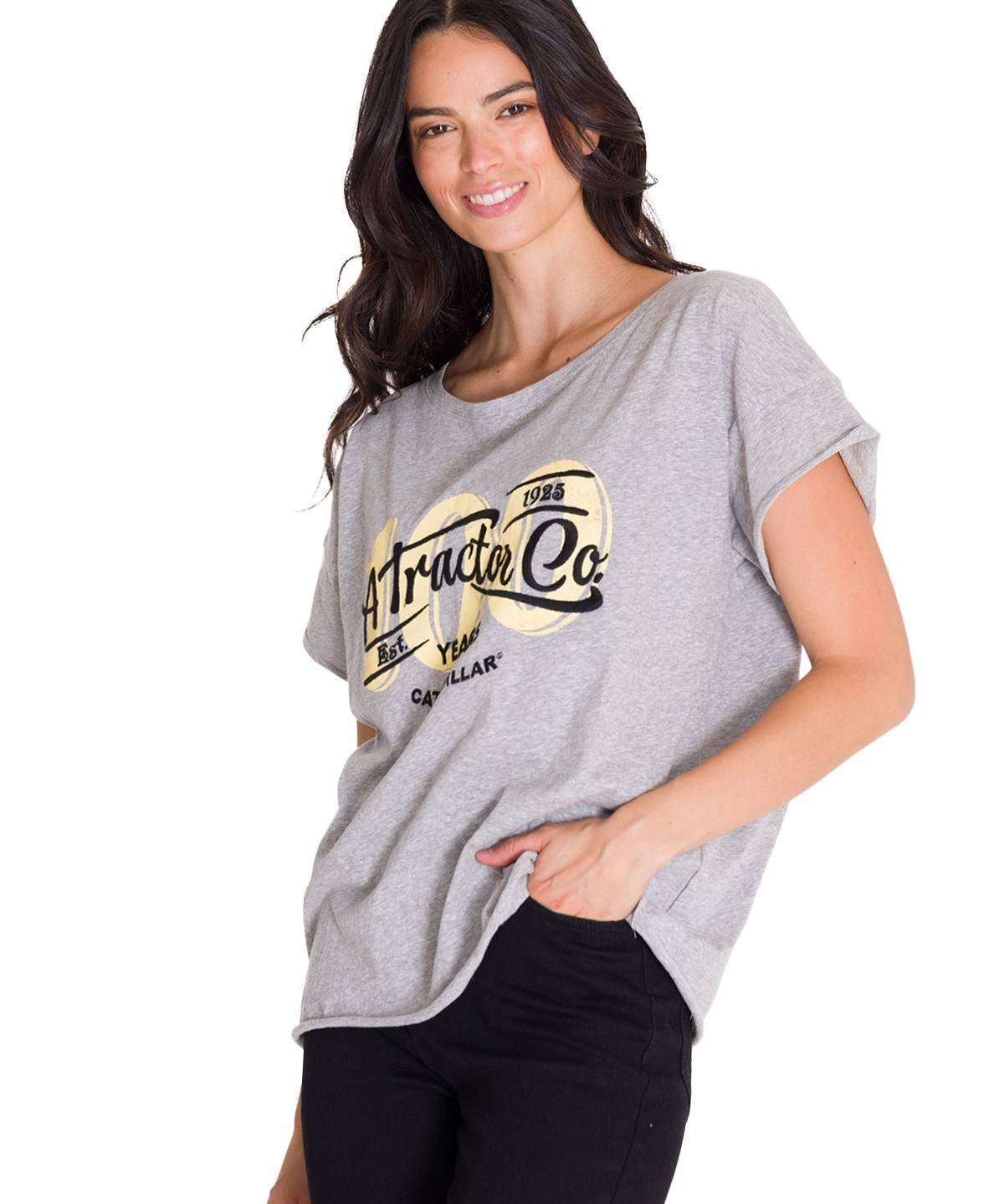 Polera Manga Corta Casual Mujer RELAXED CENTENNIAL GRAPHIC TEE Gris Cat