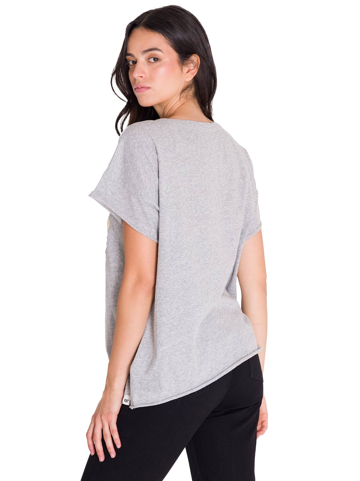 Polera Manga Corta Casual Mujer RELAXED CENTENNIAL GRAPHIC TEE Gris Cat