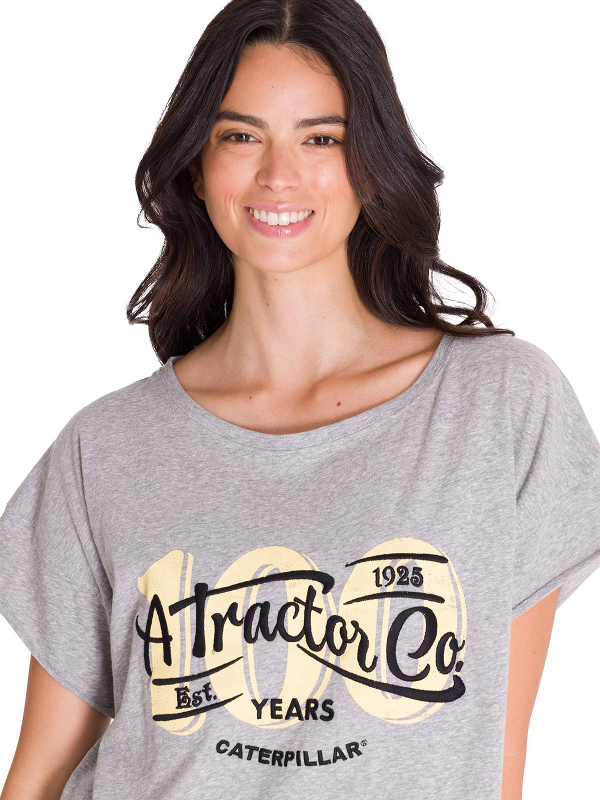 Polera Manga Corta Casual Mujer RELAXED CENTENNIAL GRAPHIC TEE Gris Cat