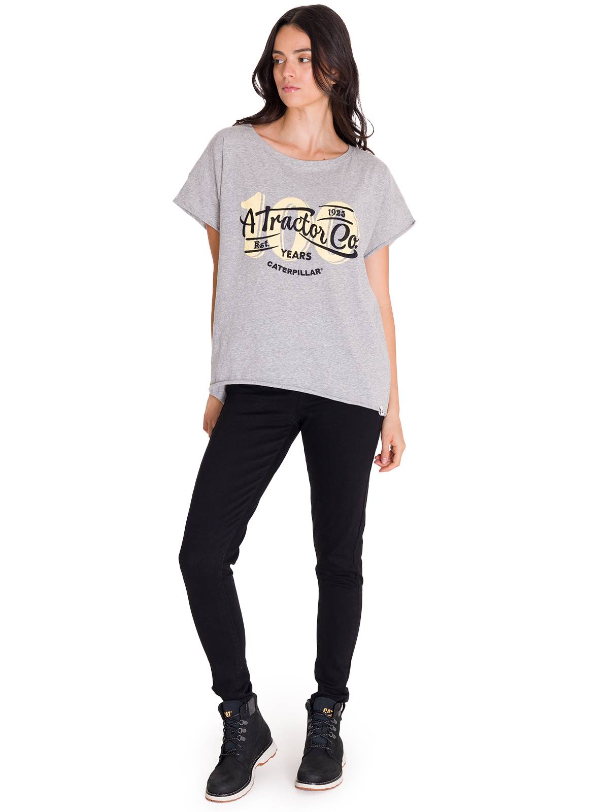 Polera Manga Corta Casual Mujer RELAXED CENTENNIAL GRAPHIC TEE Gris Cat