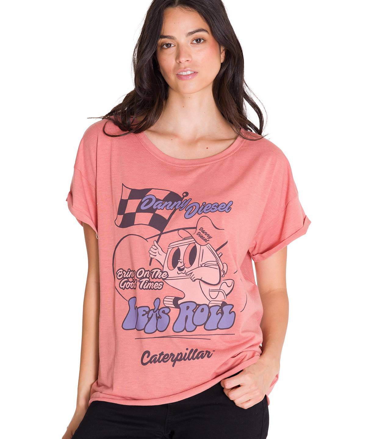 Polera Manga Corta Casual Mujer RELAXED DANNY GRAPHIC TEE Rosada Cat