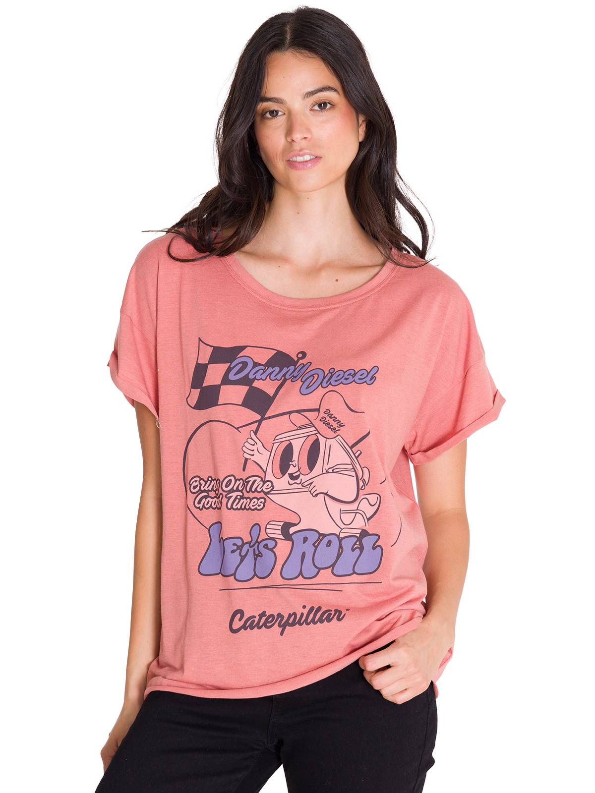 Polera Manga Corta Casual Mujer RELAXED DANNY GRAPHIC TEE Rosada Cat