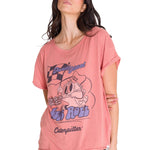 Polera Manga Corta Casual Mujer RELAXED DANNY GRAPHIC TEE Rosada Cat