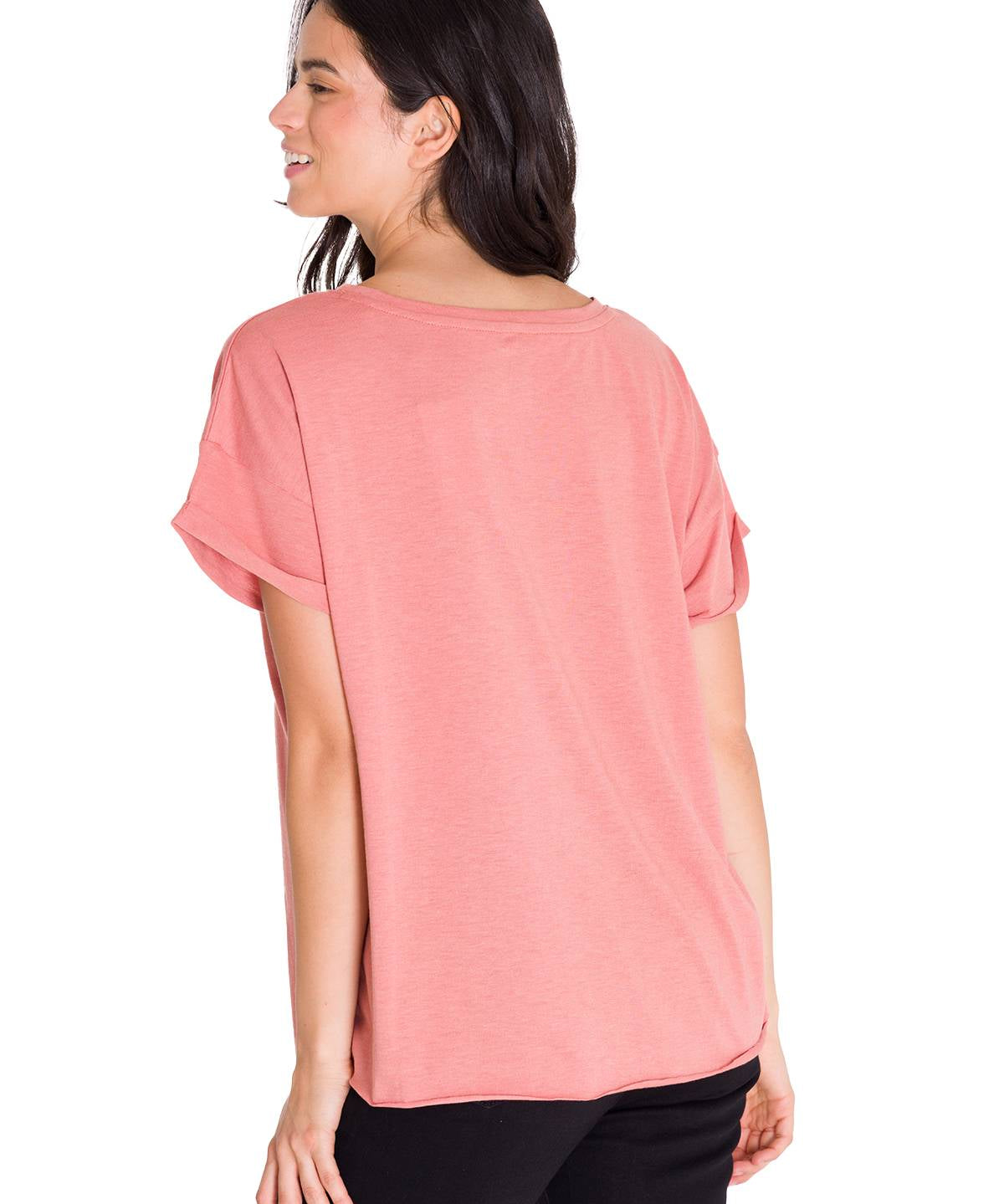 Polera Manga Corta Casual Mujer RELAXED DANNY GRAPHIC TEE Rosada Cat