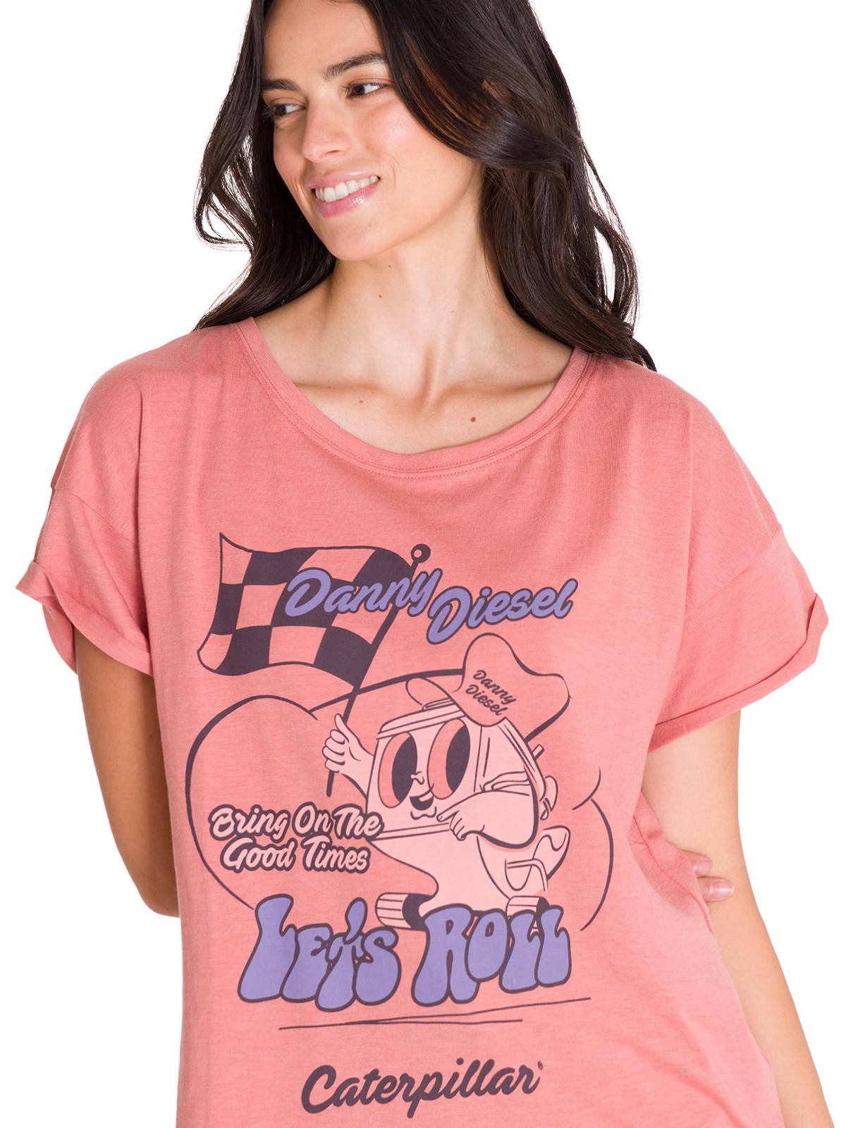 Polera Manga Corta Casual Mujer RELAXED DANNY GRAPHIC TEE Rosada Cat