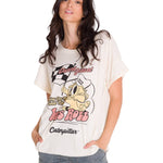 Polera Manga Corta Casual Mujer RELAXED DANNY GRAPHIC TEE Blanca Cat