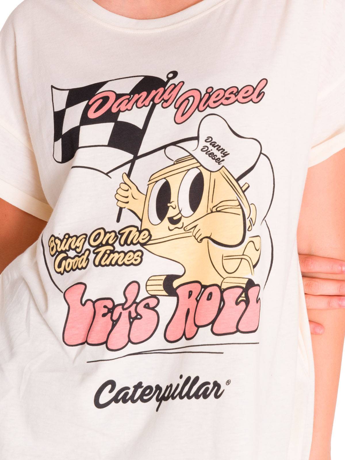 Polera Manga Corta Casual Mujer RELAXED DANNY GRAPHIC TEE Blanca Cat