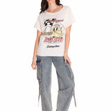 Polera Manga Corta Casual Mujer RELAXED DANNY GRAPHIC TEE Blanca Cat