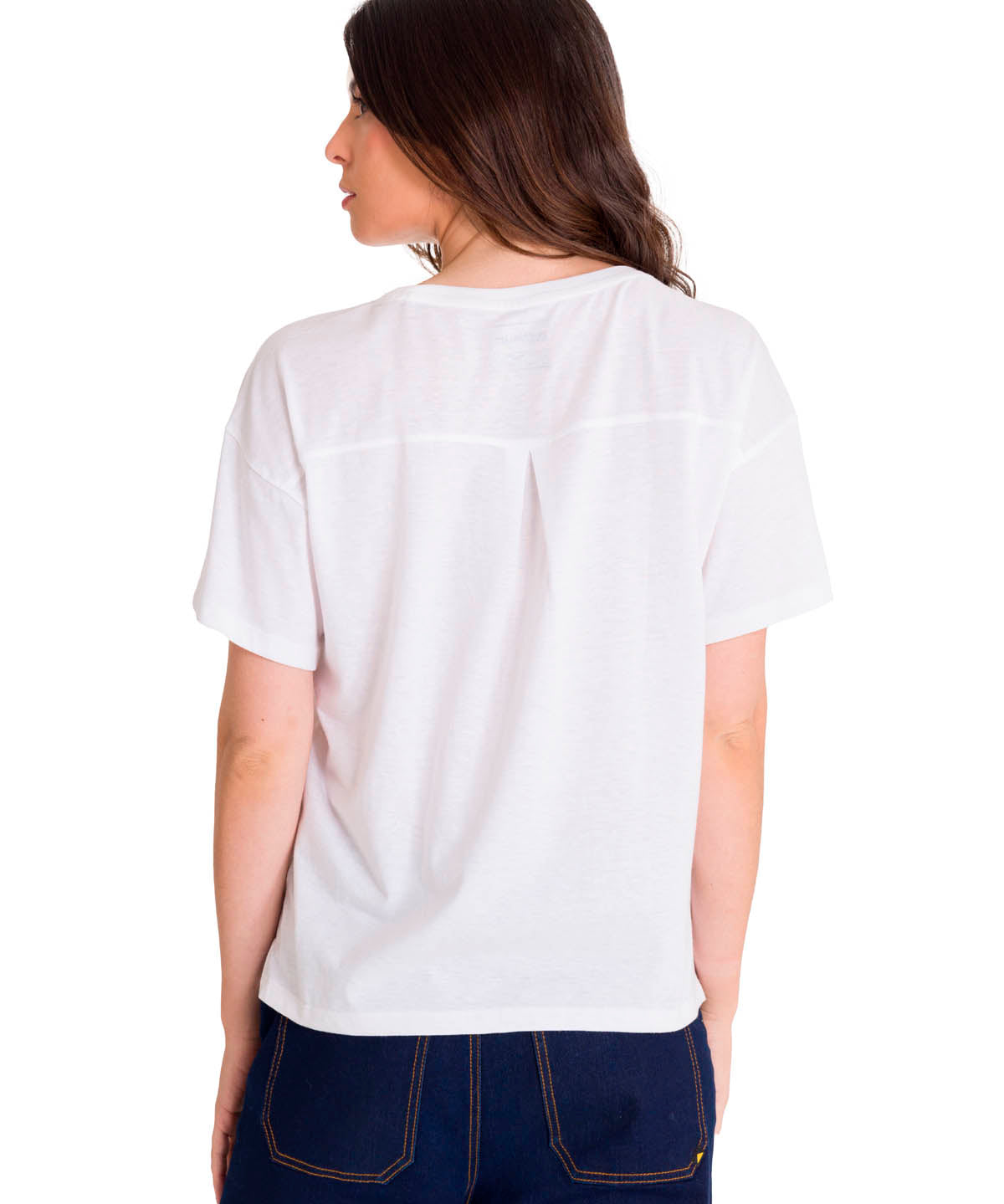 Polera Manga Corta Casual Mujer NOTCH NECK EMBROIDERED FLORAL TEE Blanca Cat