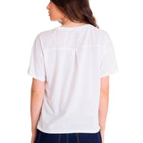 Polera Manga Corta Casual Mujer NOTCH NECK EMBROIDERED FLORAL TEE Blanca Cat