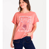 Polera Manga Corta Casual Mujer RELAXED FLORAL GRAPHIC TEE Rosada Cat