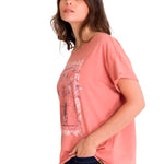 Polera Manga Corta Casual Mujer RELAXED FLORAL GRAPHIC TEE Rosada Cat