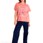 Polera Manga Corta Casual Mujer RELAXED FLORAL GRAPHIC TEE Rosada Cat