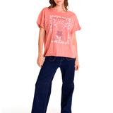 Polera Manga Corta Casual Mujer RELAXED FLORAL GRAPHIC TEE Rosada Cat