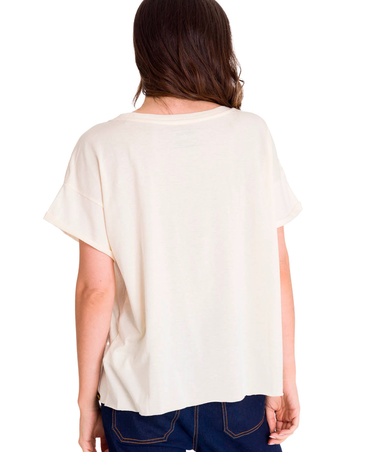 Polera Manga Corta Casual Mujer RELAXED FLORAL GRAPHIC TEE Blanca Cat