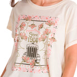 Polera Manga Corta Casual Mujer RELAXED FLORAL GRAPHIC TEE Blanca Cat