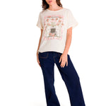 Polera Manga Corta Casual Mujer RELAXED FLORAL GRAPHIC TEE Blanca Cat
