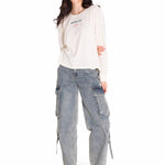 Polera Manga Larga Casual Mujer L/S FLORAL GRAPHIC TEE Blanca Cat