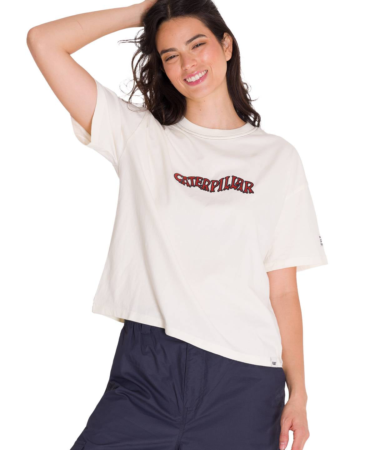 Polera Manga Corta Casual Mujer BOXY HEAVYWEIGHT HERITAGE 1925 GRAPHIC TEE Blanca Cat