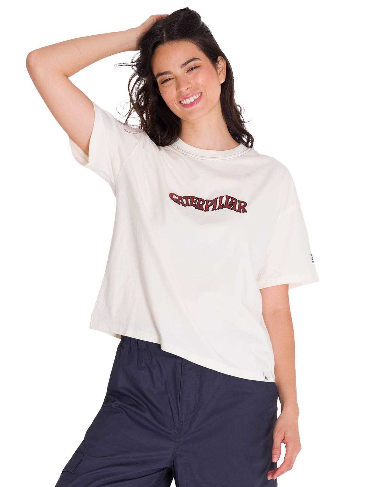 Polera Manga Corta Casual Mujer BOXY HEAVYWEIGHT HERITAGE 1925 GRAPHIC TEE Blanca Cat