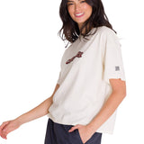 Polera Manga Corta Casual Mujer BOXY HEAVYWEIGHT HERITAGE 1925 GRAPHIC TEE Blanca Cat