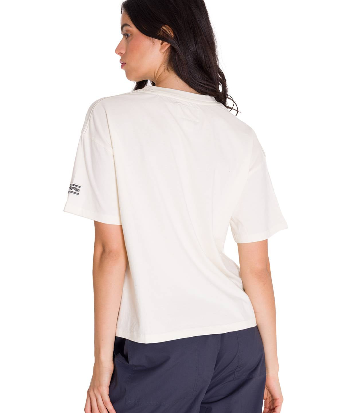 Polera Manga Corta Casual Mujer BOXY HEAVYWEIGHT HERITAGE 1925 GRAPHIC TEE Blanca Cat