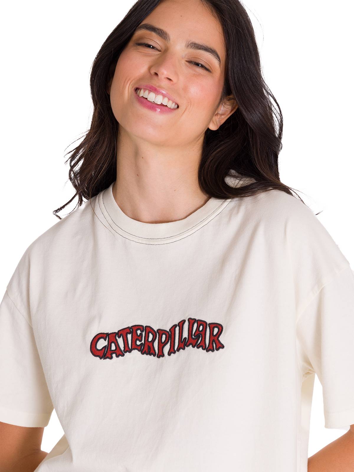 Polera Manga Corta Casual Mujer BOXY HEAVYWEIGHT HERITAGE 1925 GRAPHIC TEE Blanca Cat