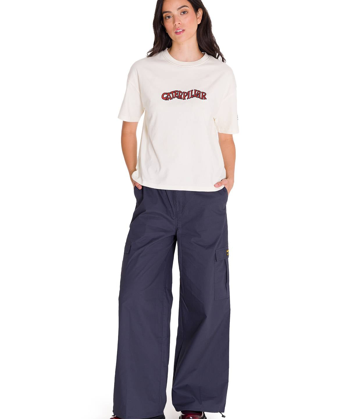 Polera Manga Corta Casual Mujer BOXY HEAVYWEIGHT HERITAGE 1925 GRAPHIC TEE Blanca Cat