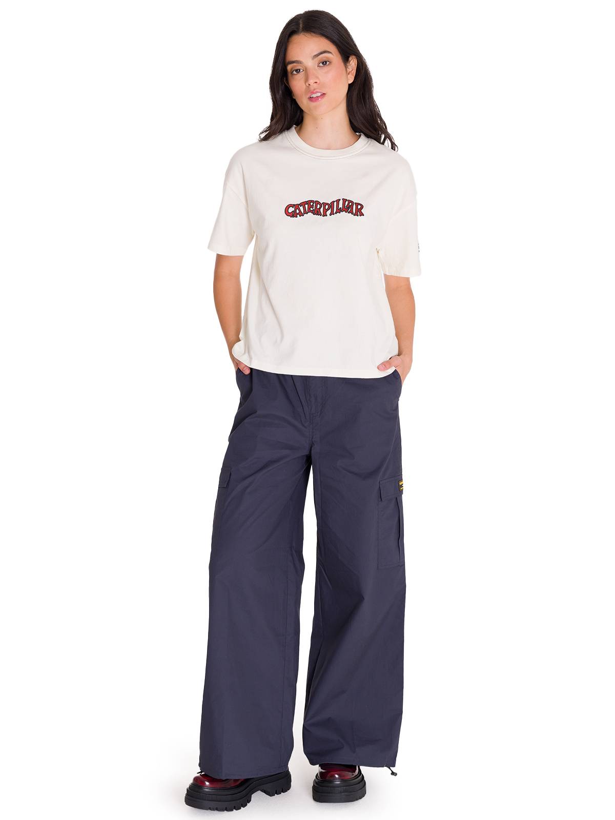 Polera Manga Corta Casual Mujer BOXY HEAVYWEIGHT HERITAGE 1925 GRAPHIC TEE Blanca Cat