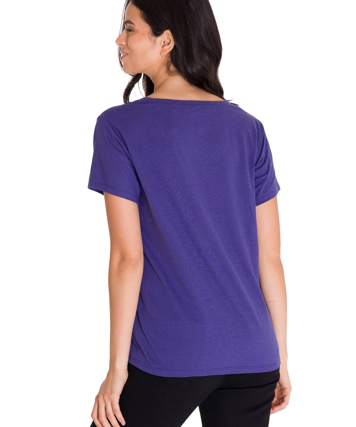 Polera Manga Corta Cuello V Mujer CAT METALLIC SCRIPT V-NECK Indigo Cat