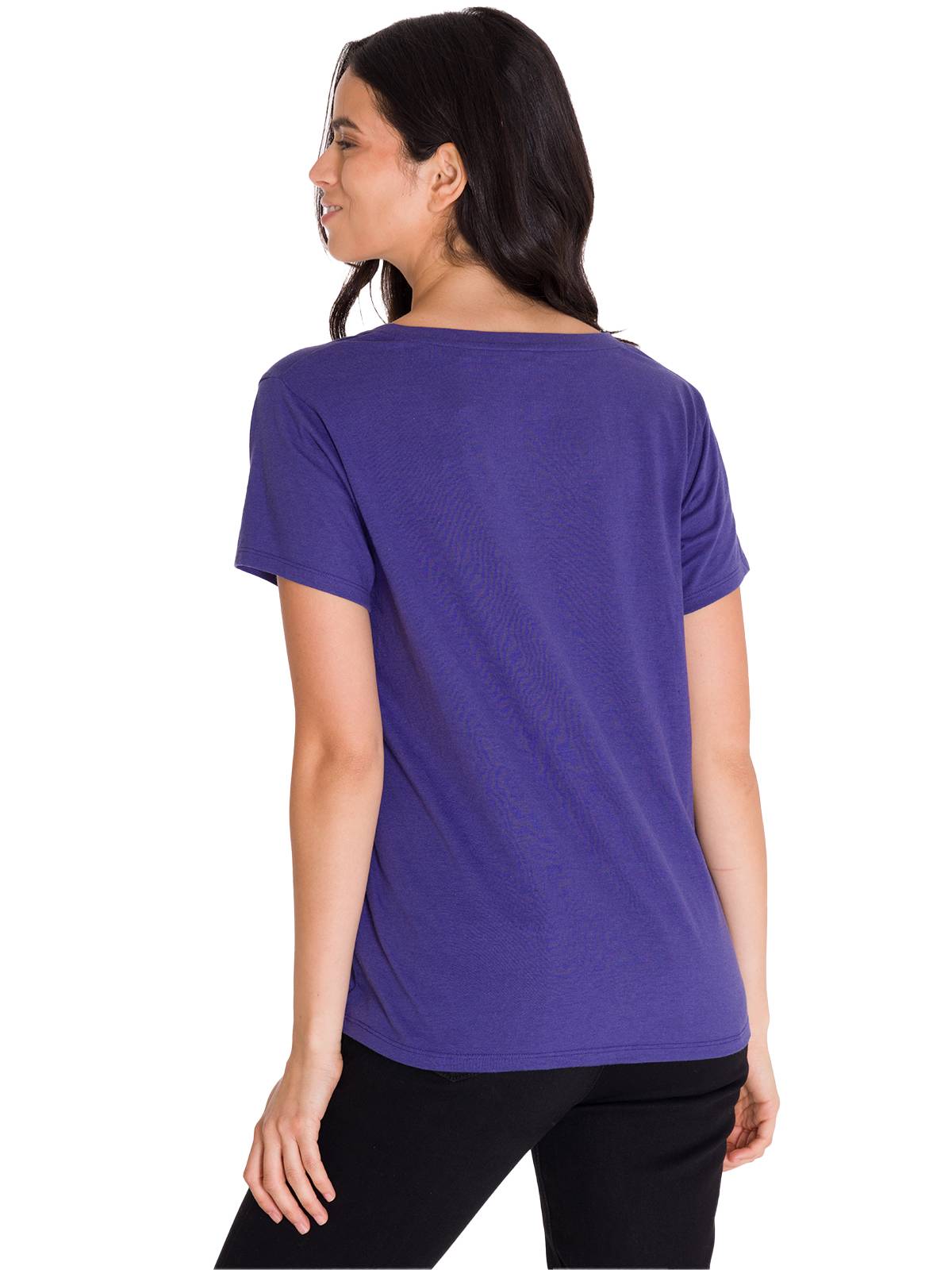 Polera Manga Corta Cuello V Mujer CAT METALLIC SCRIPT V-NECK Indigo Cat