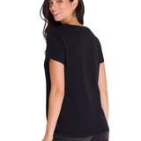 Polera Manga Corta Cuello V Mujer CAT METALLIC SCRIPT V-NECK TEE Negra Cat