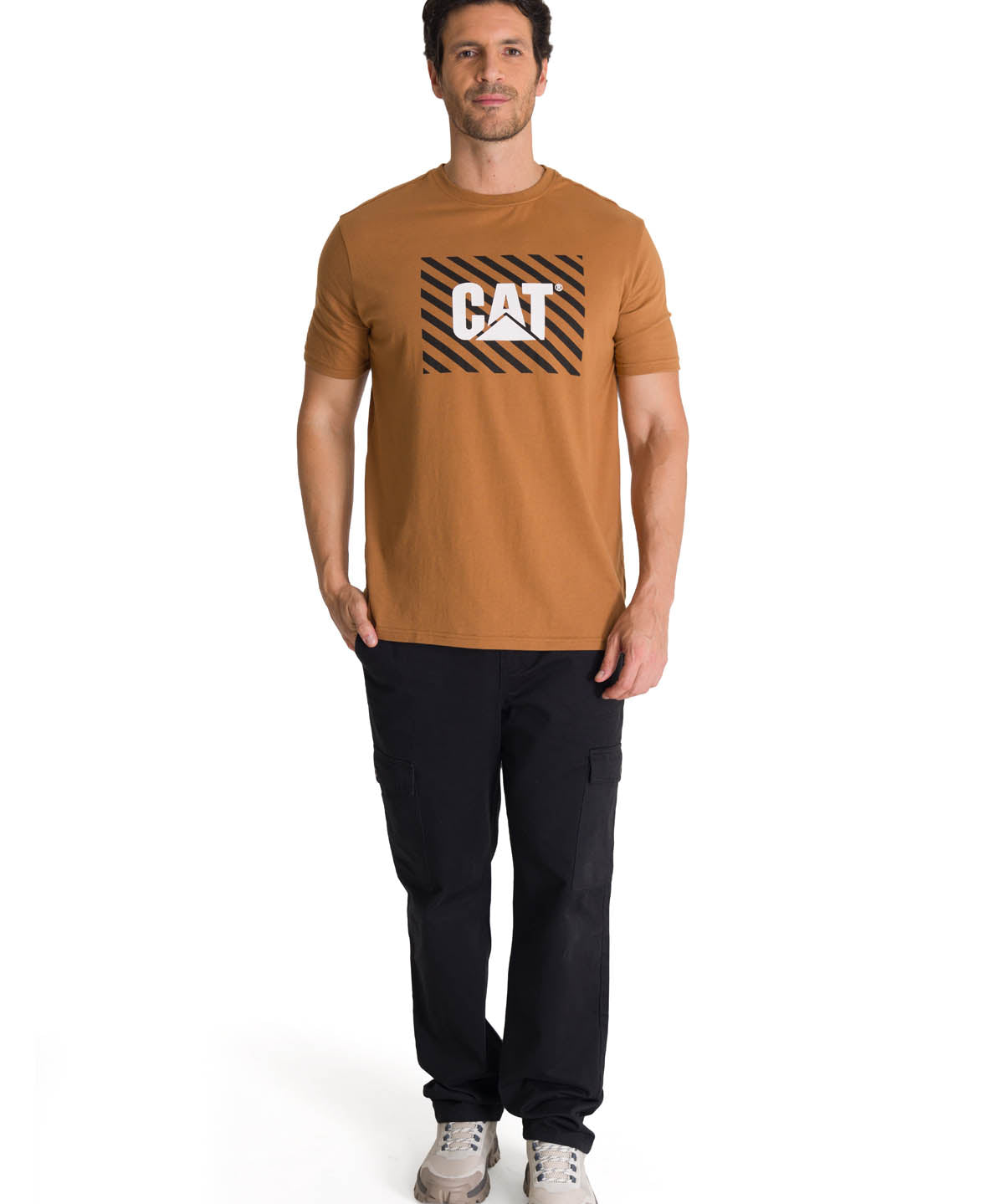 Polera Manga Corta Hombre Everyday Workwear Café CAT