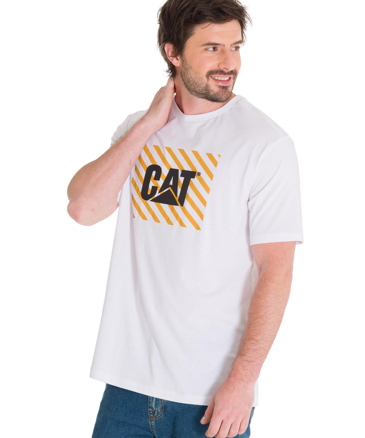 Polera Manga Corta Hombre EVERYDAY WORKWEAR GRAPHIC TEE Blanca Cat