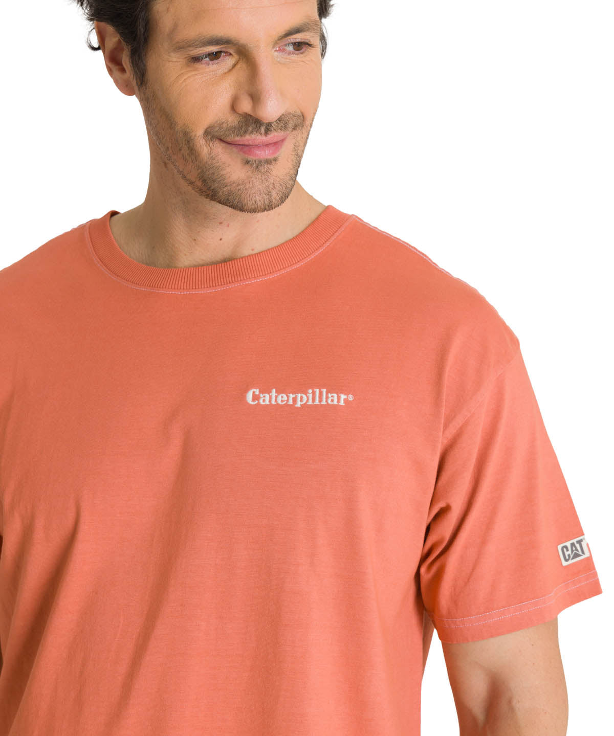 Polera Casual Hombre Heavyweight Relaxed Terracota CAT