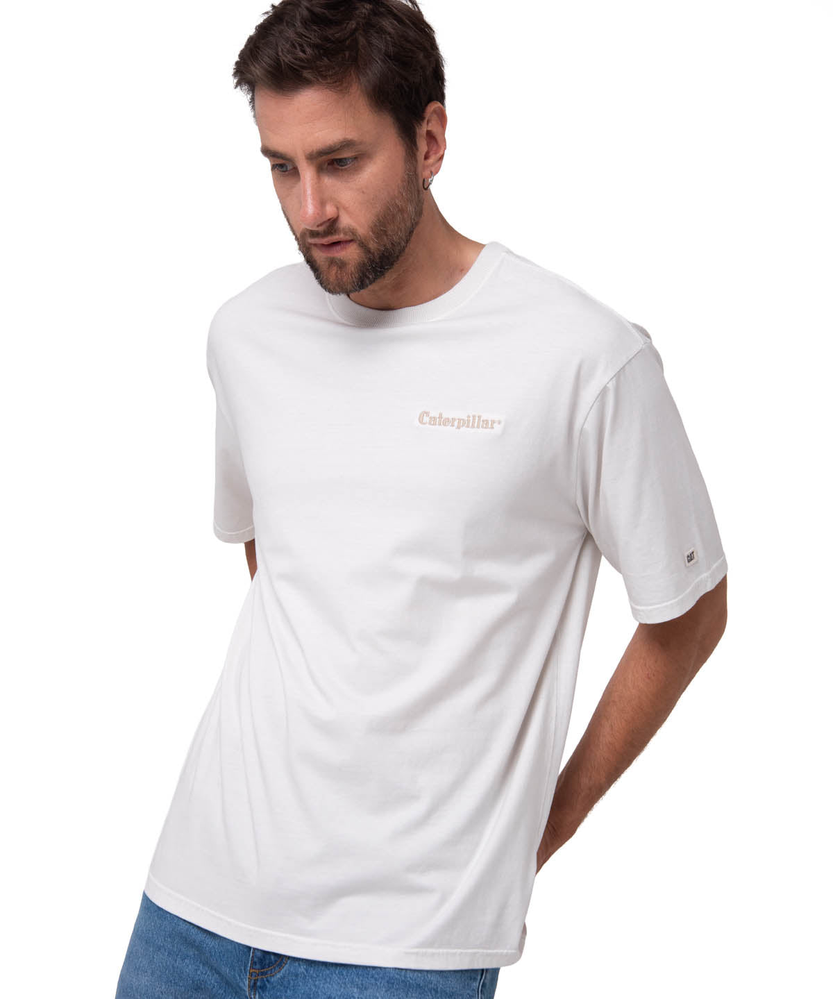 Polera Manga Corta Hombre Heavyweight Relaxed Blanco Cat