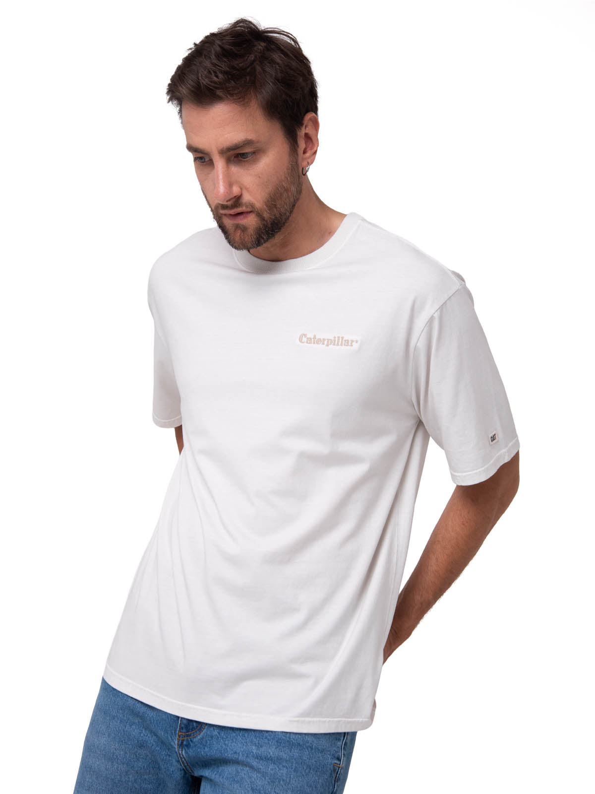 Polera Manga Corta Hombre Heavyweight Relaxed Blanco Cat
