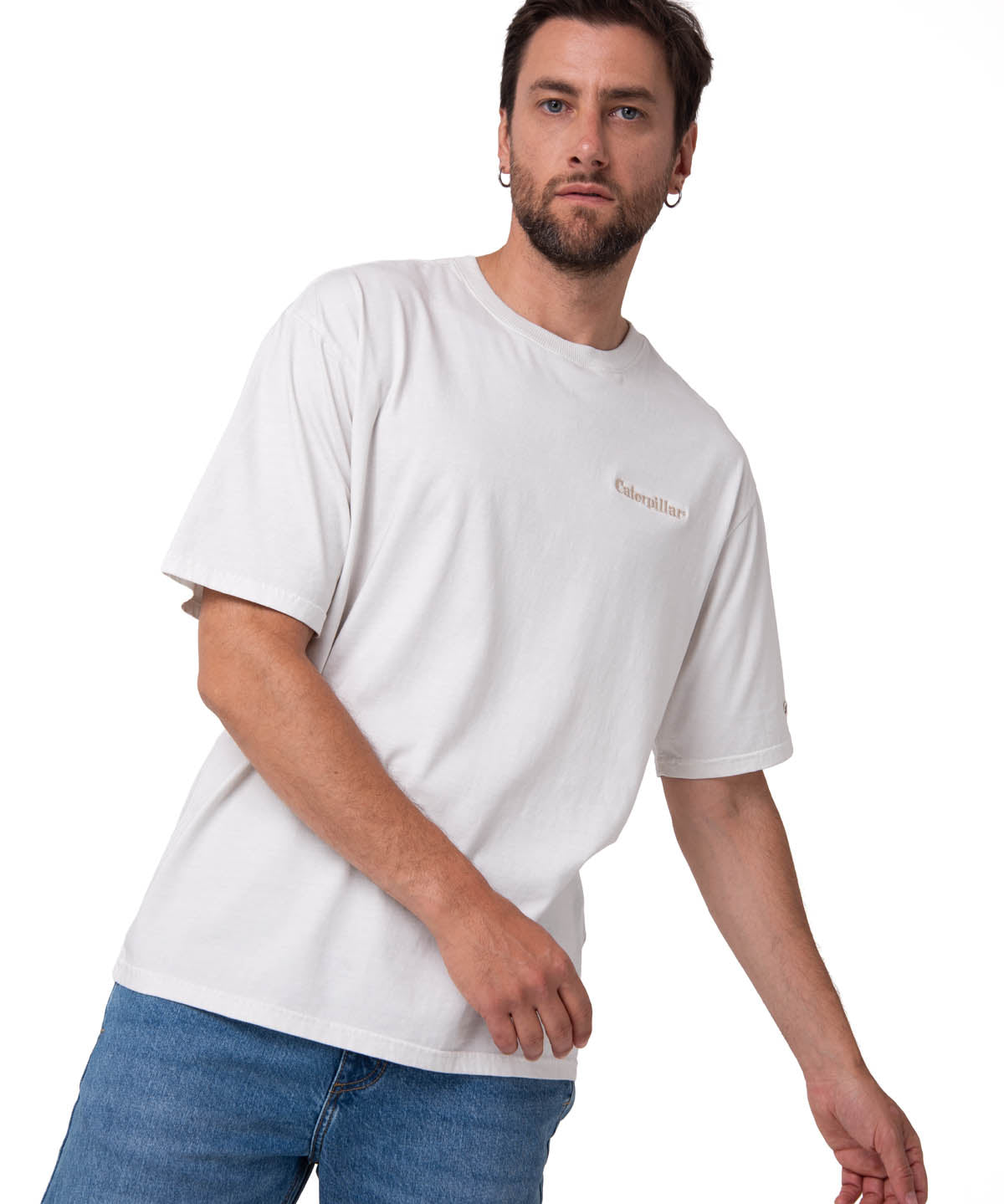 Polera Manga Corta Hombre Heavyweight Relaxed Blanco Cat