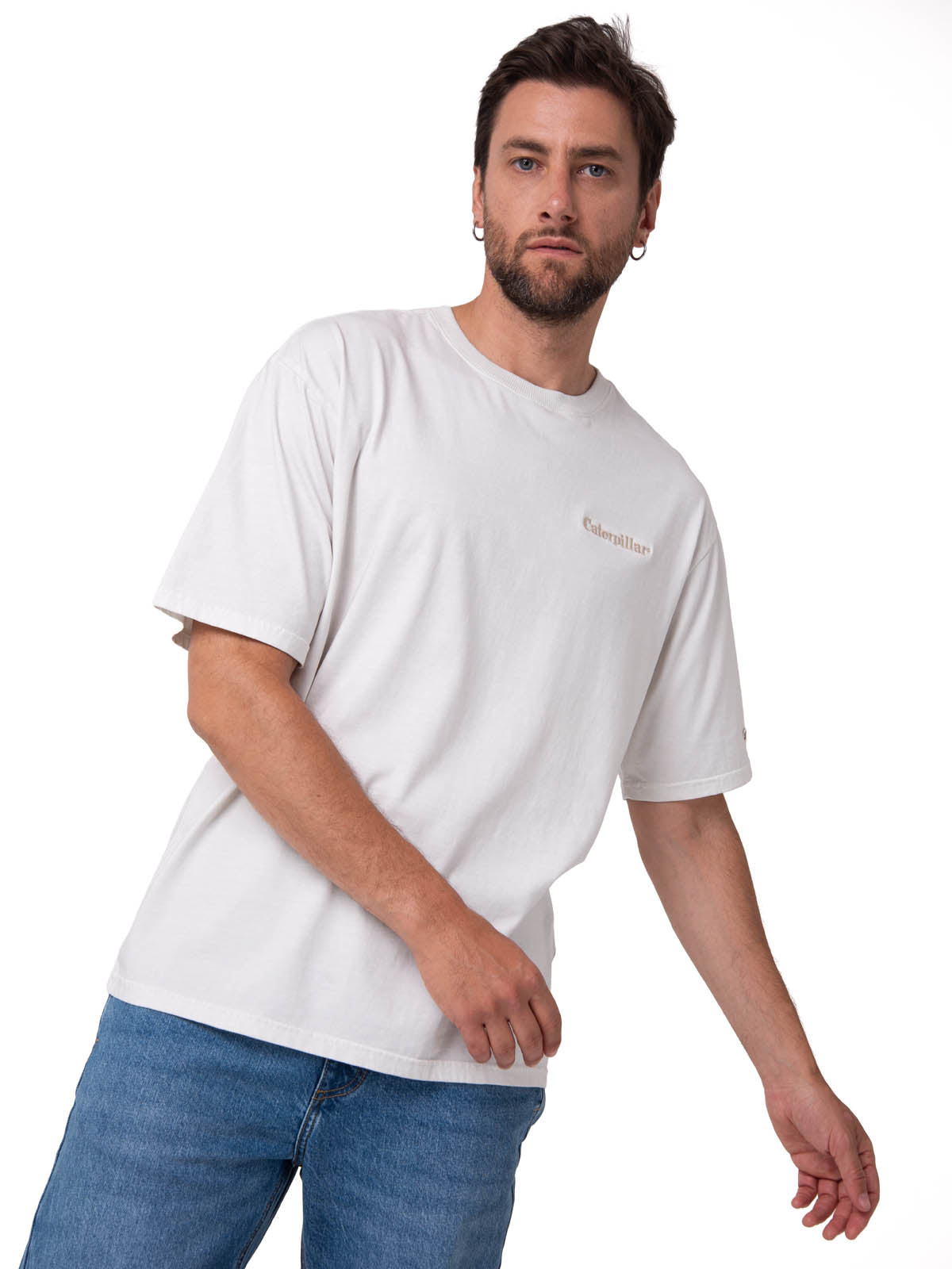 Polera Manga Corta Hombre Heavyweight Relaxed Blanco Cat