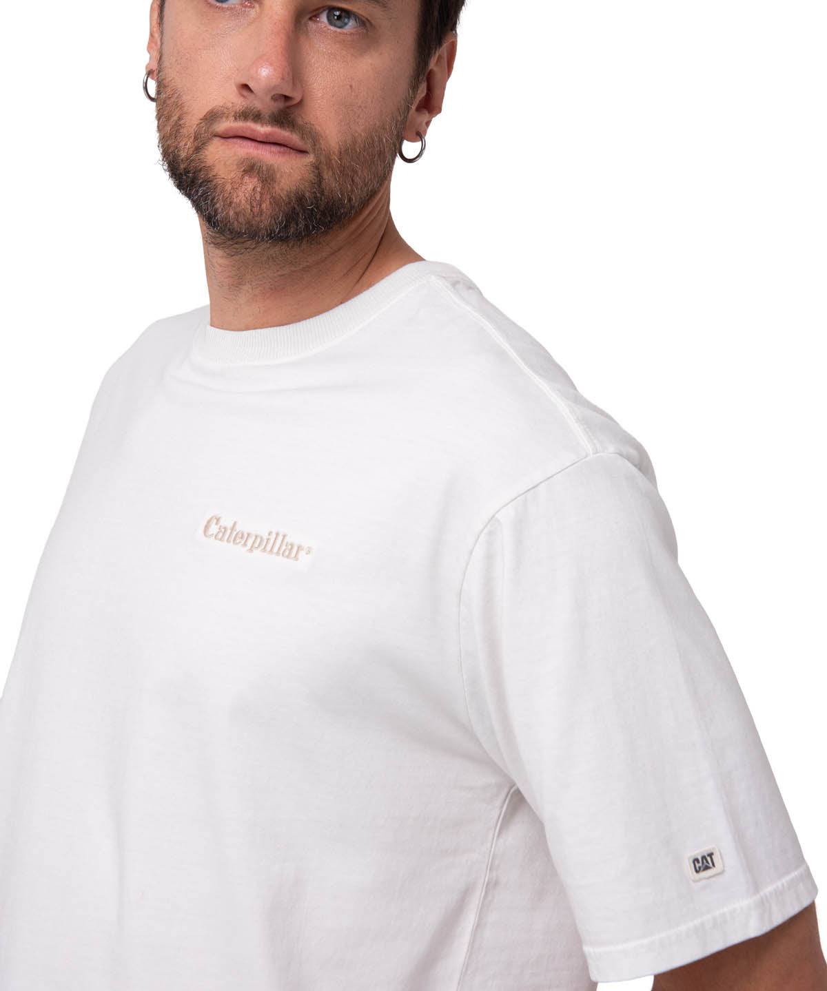 Polera Manga Corta Hombre Heavyweight Relaxed Blanco Cat