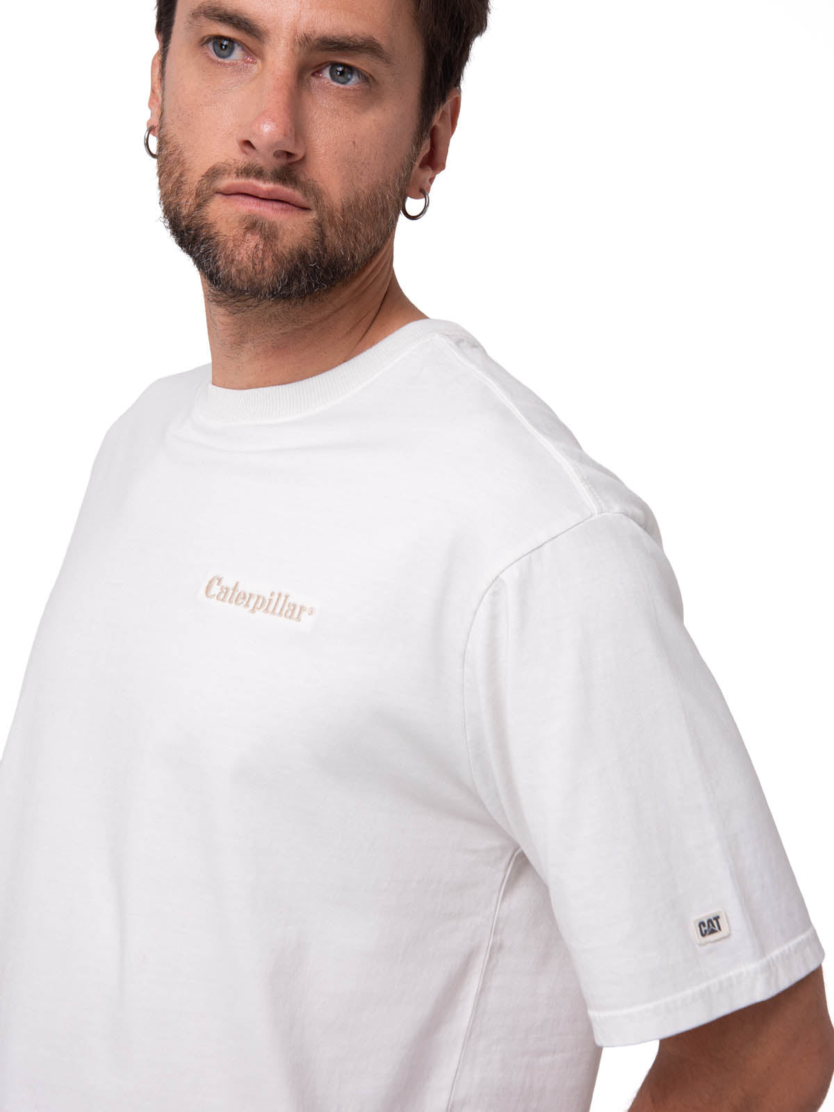 Polera Manga Corta Hombre Heavyweight Relaxed Blanco Cat