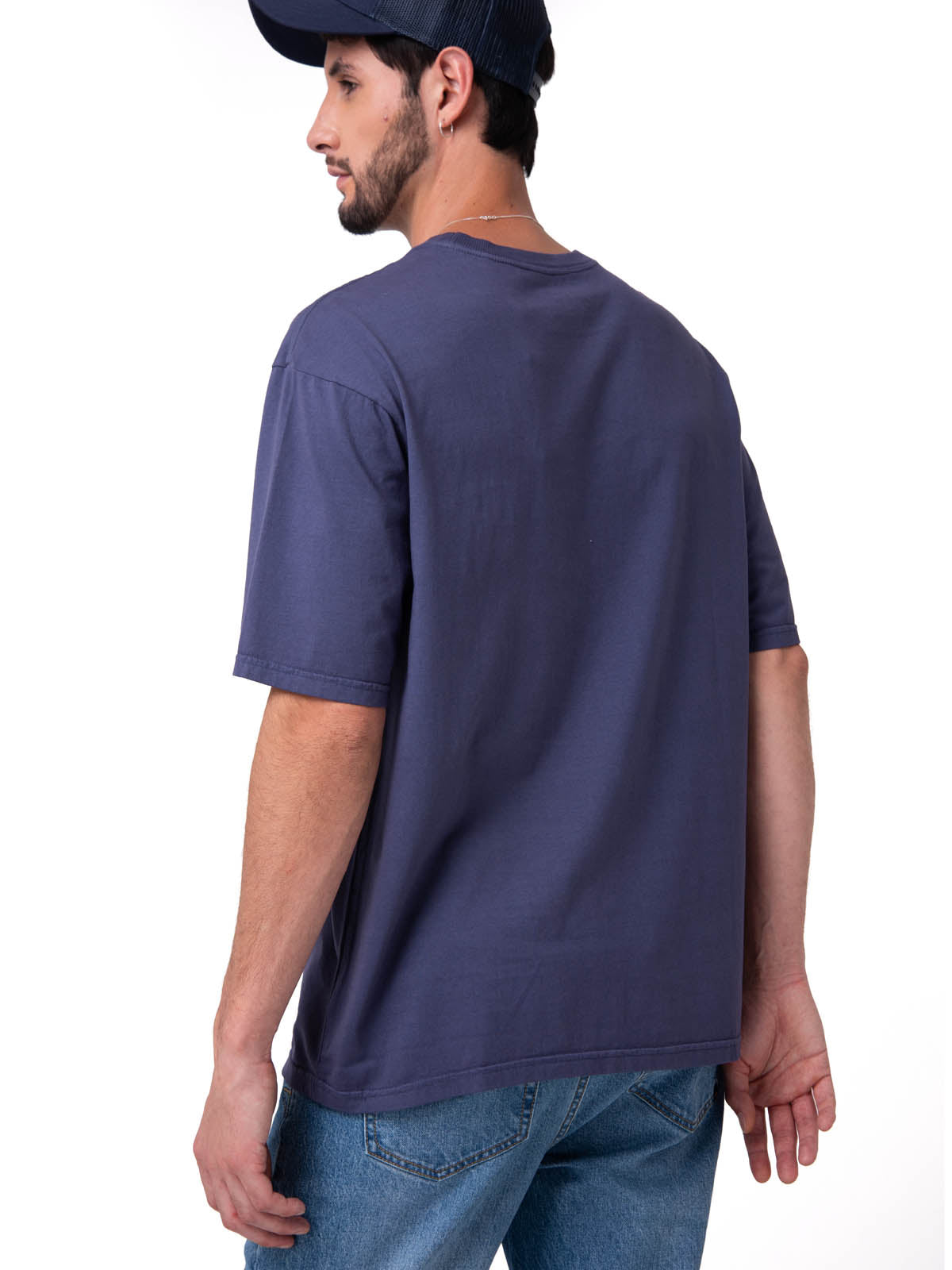 Polera Manga Corta Hombre Heavyweight Relaxed Azul Cat