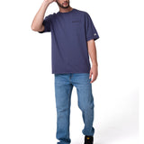 Polera Manga Corta Hombre Heavyweight Relaxed Azul Cat